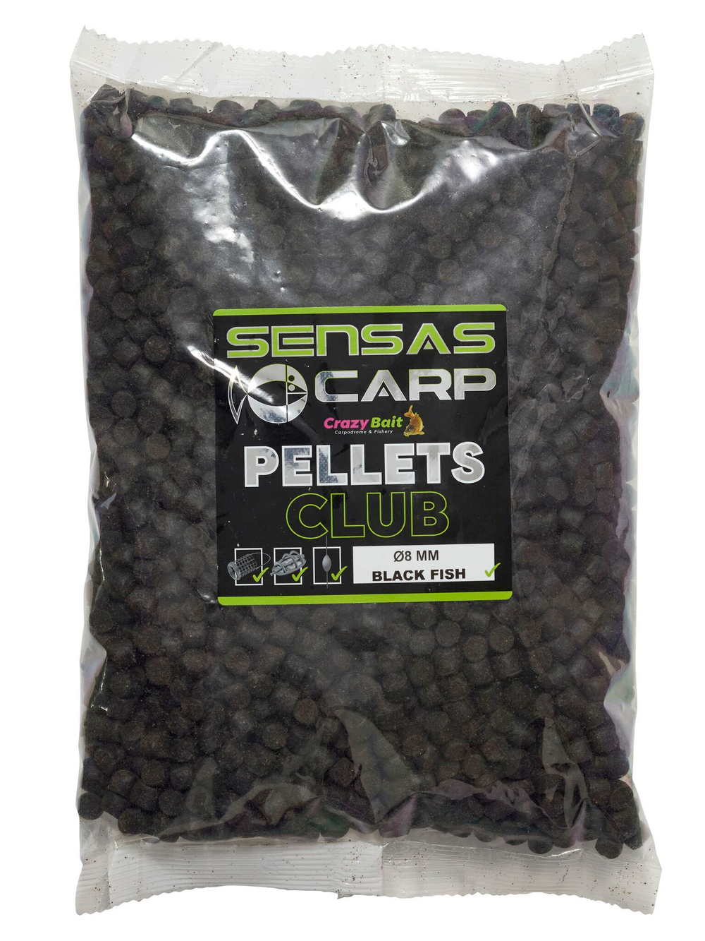 Пеллетс Sensas Club BLACK FISH 8мм 1кг