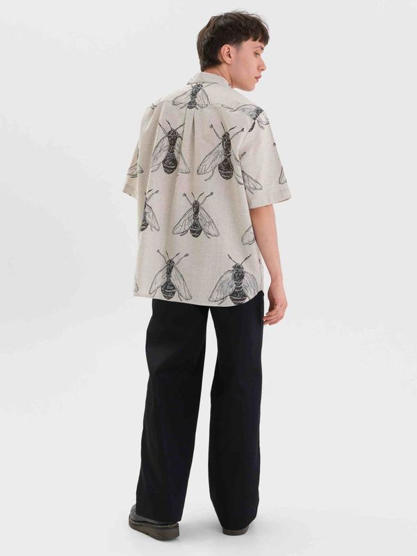 Рубашка Насекомые короткий рукав Мужская Бежевая V.2 - фото 2