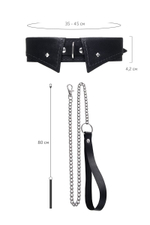 Черный ошейник-воротник с поводком (Цвет: черный)