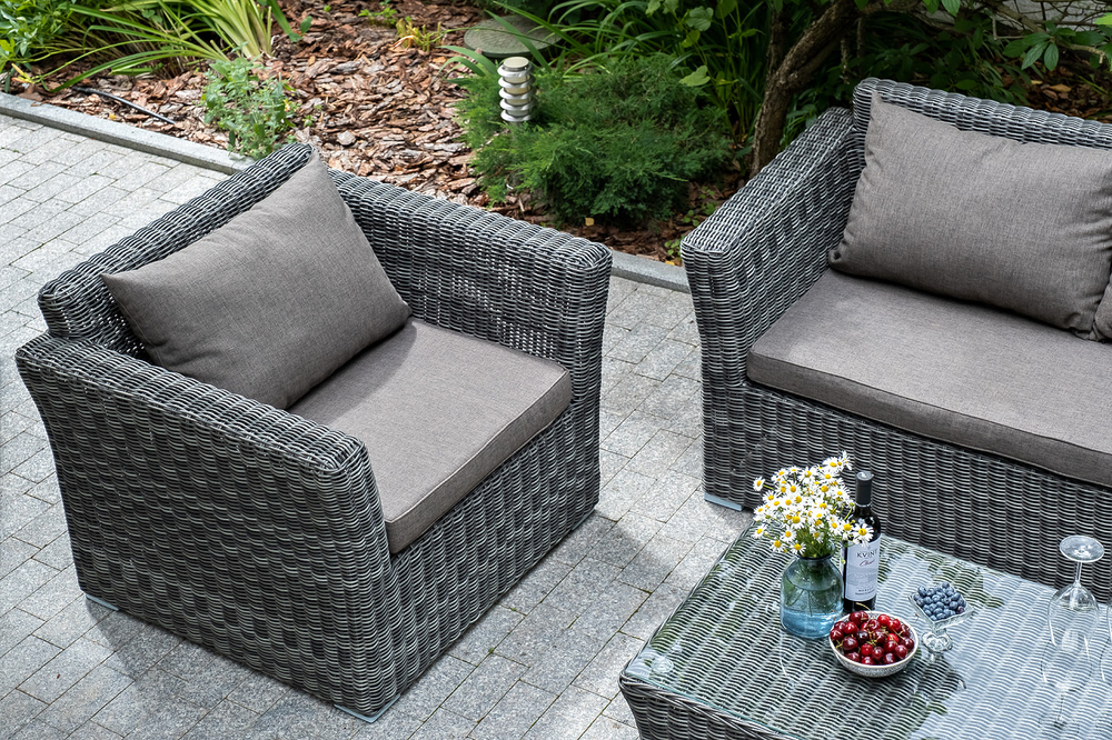 "Капучино Cингл" лаунж-зона из искусственного ротанга, цвет графит