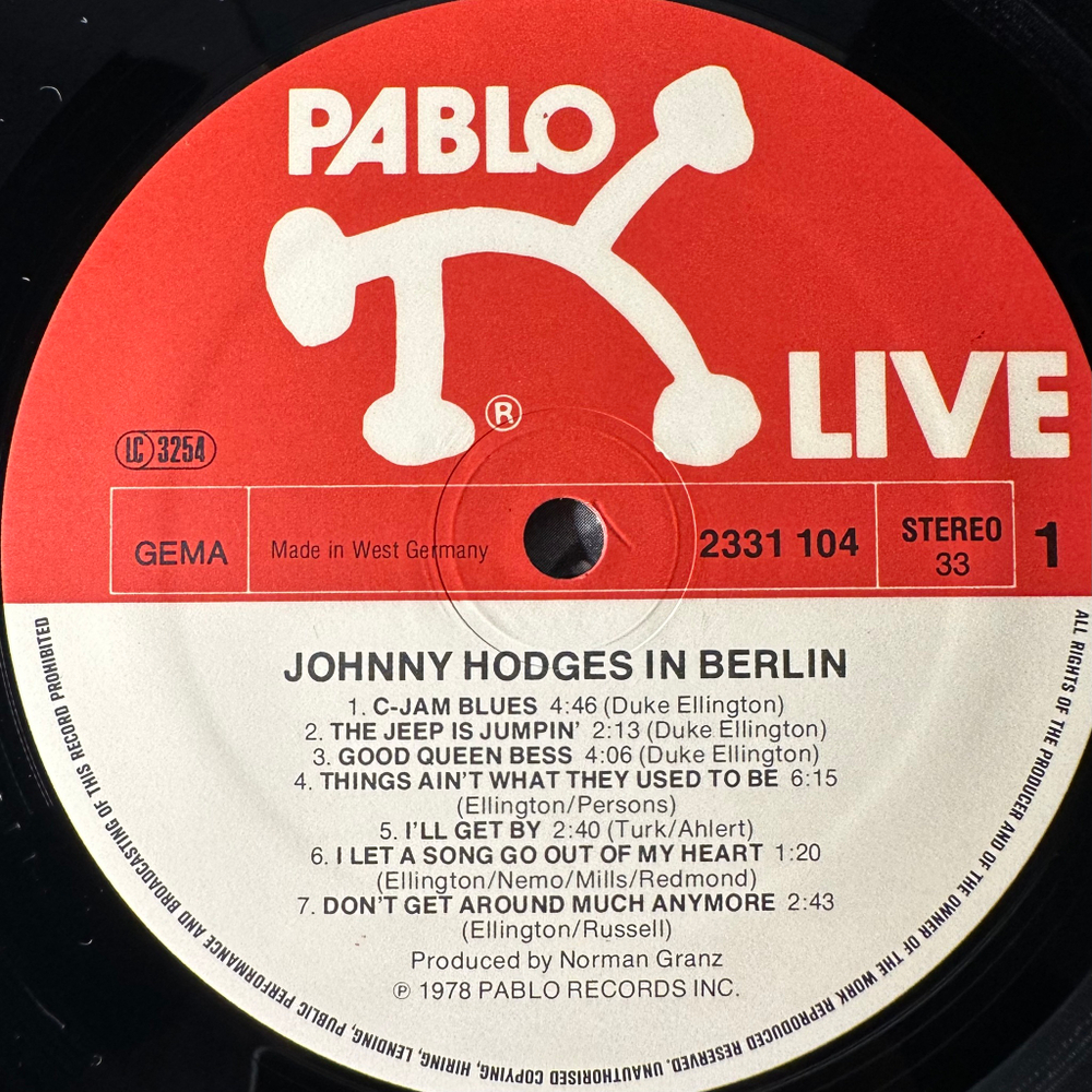 Johnny Hodges ‎– At The Sportpalast, Berlin 2LP (Германия 1978г.)
