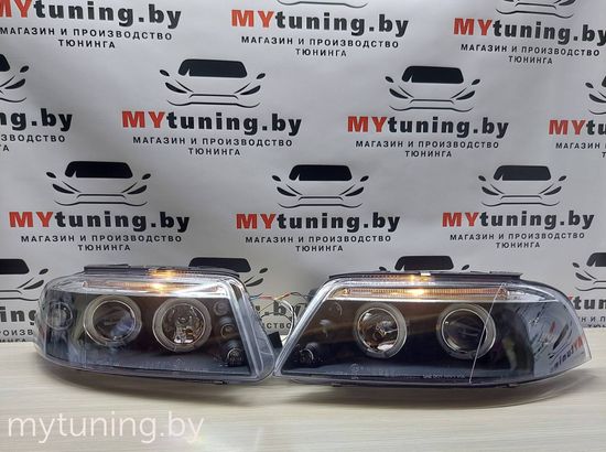 Передние фары angel eyes black для VW Passat B5 GP