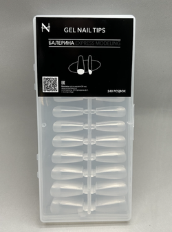 Nail ARCHITECT Гелевые типсы "Балерина" Для наращивания ногтей, 12 размеров, 240 шт