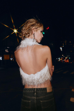 ZARA ТОП ХАЛТЕР ИЗ ИСКУССТВЕННОГО МЕХА, ЭКРЮ МЕЛАНЖ