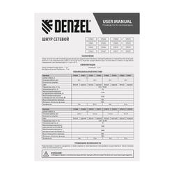 Шнур сетевой Energy Series, ПВС, 1,5 м, 2 x 1 мм, с неразборной вилкой, черный, Denzel