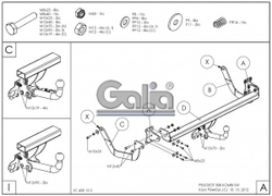 Фаркоп оцинкованный Galia P044A для Peugeot 508 универсал 2011-(паспорт и сертификат в комплекте)(без электрики)