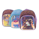 Рюкзак детский, ПВХ, алмазная крошка, 23*18см, 1отделение, 1карман, 3цв микс