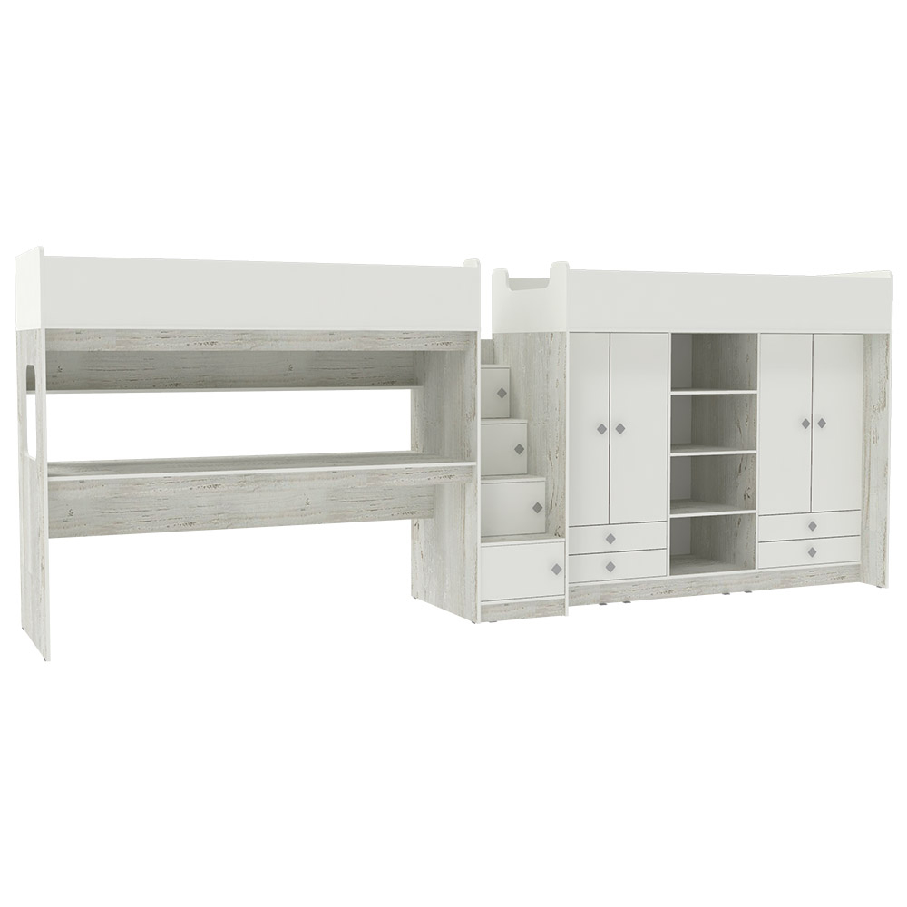 Двухъярусная кровать КарИВи Л-CE606-604 80х190 Винтерберг Белый