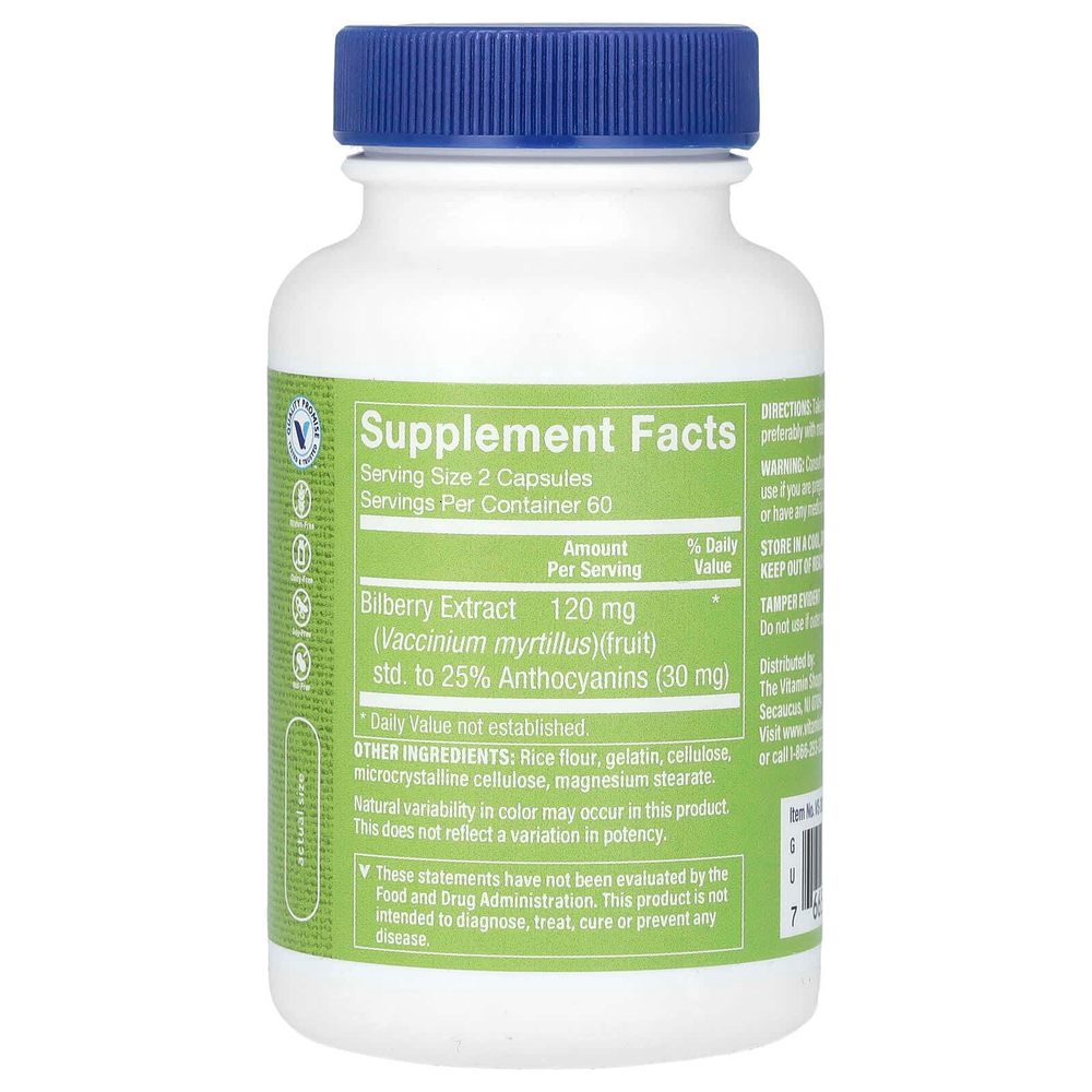 The Vitamin Shoppe, экстракт черники, 120 капсул (60 мг в 1 капсуле)