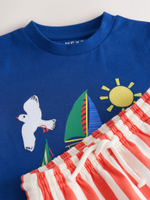 Футболка и шорты в комплекте для мальчика Next E63-611, Синий, Красный, Белый