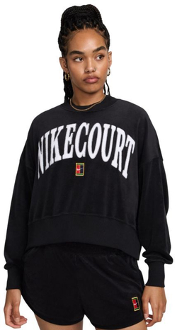 Женская Кофта теннисная Nike Court Heritage Oversized Crew-Neck Graphic Tennis - черный