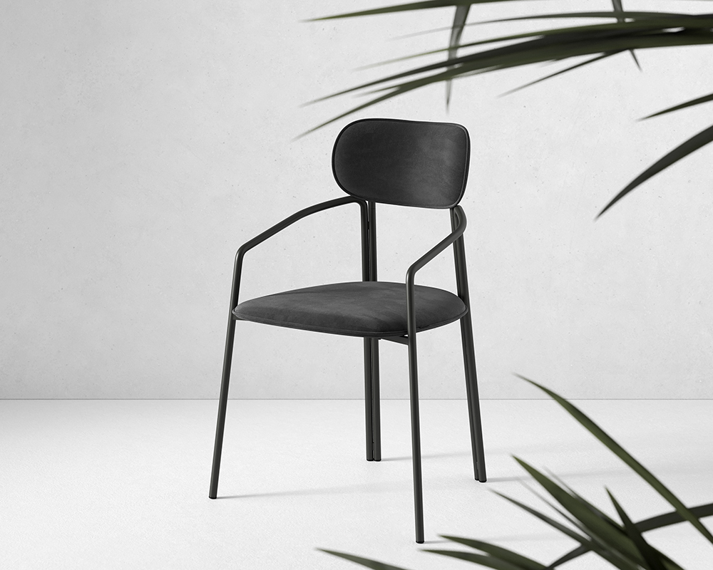 Стул ror, round, велюр, черный/черный