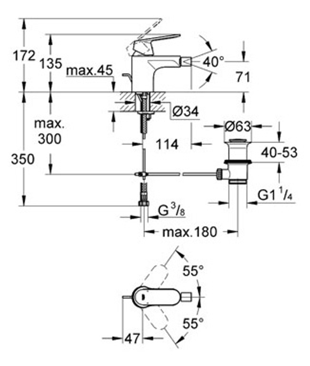 Смеситель для биде однорычажный GROHE EuroSmart 32839000