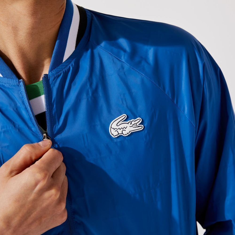 Мужская теннисная кофта Lacoste Men’s SPORT Light Water-Resistant Teddy Jacket - небесный