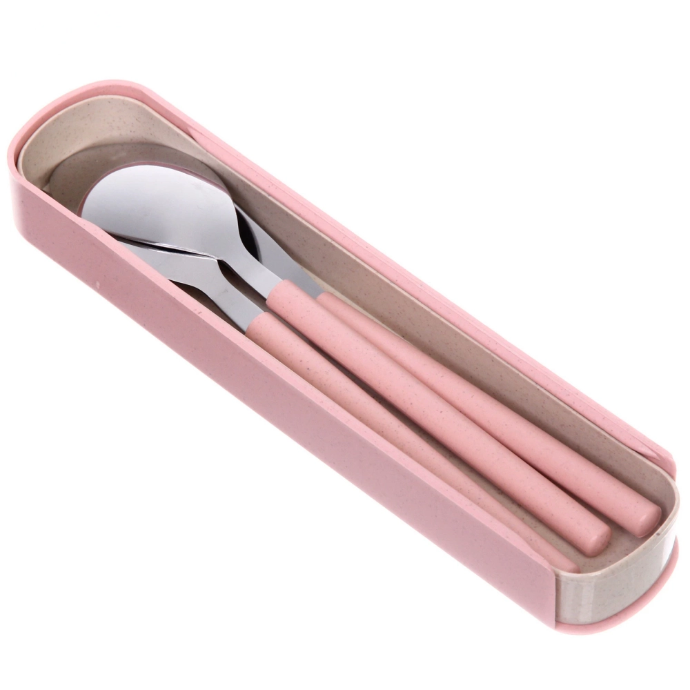 Набор столовых приборов «ЭкоЛайф» 3шт (ложка, вилка, нож) в футляре, розовый