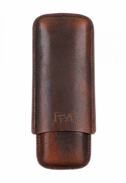 Чехол P&A на 2 сигары Черчилль, натуральная кожа C120-Brown