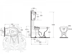Унитаз напольный с средним бачком Migliore  Impero ML.IMP-25.311.BI  с рычагом смыва бронза