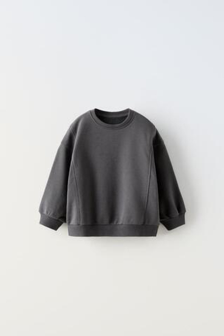 ZARA ОДНОТОННАЯ ТОЛСТОВКА С ВАФЕЛЬНЫМ УЗОРОМ, АНТРАЦИТОВО-СЕРЫЙ