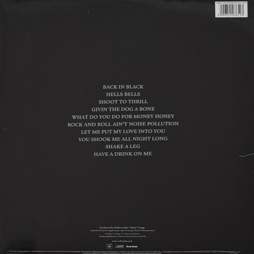 Виниловая пластинка AC/DC - Back In Black LP