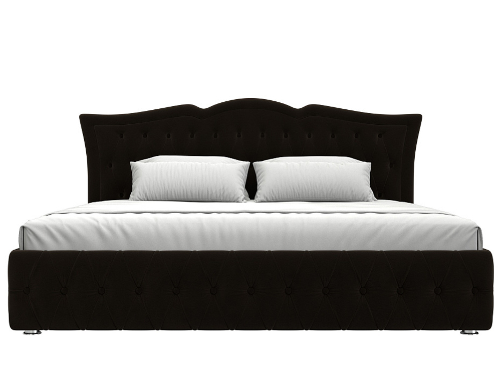 Кровать интерьерная Герда 200, Коричневый, Микровельвет, 108401