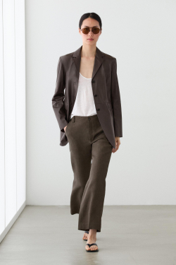 Massimo Dutti Укороченные брюки клеш из льна, пестро-зеленый