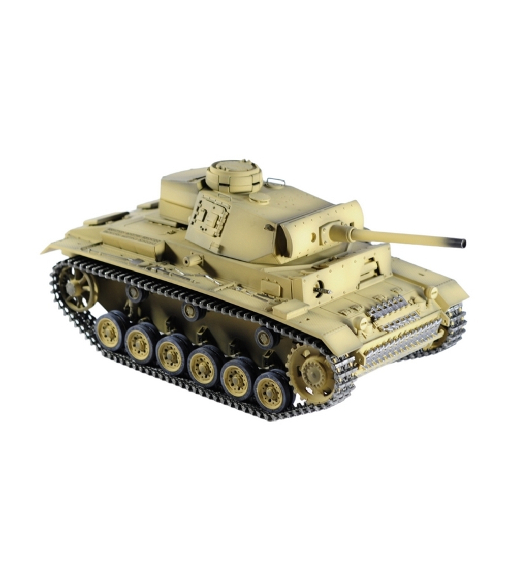 Р/У танк Taigen 1/16 Panzerkampfwagen III (Германия) дым, свет (для ИК боя) V3 2.4G RTR пустыня