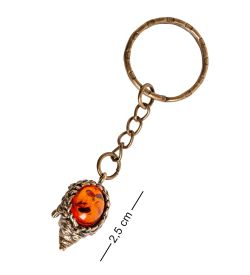 AM- 810 Брелок «Ежик» (латунь, янтарь)