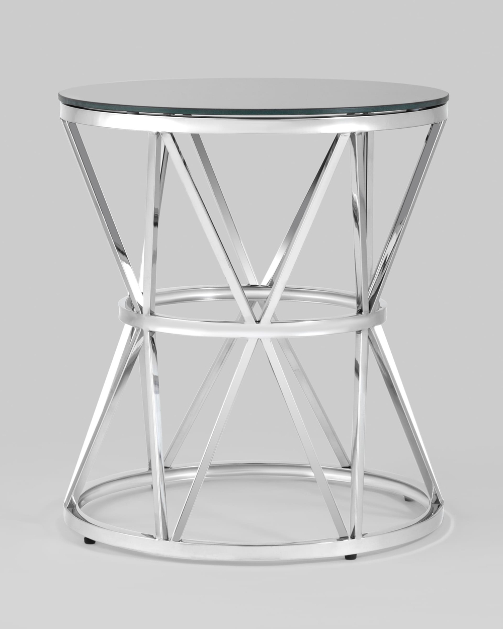 Журнальный стол 50*50 ВИВА серебро стекло черное