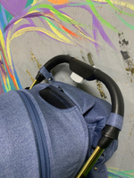 Коляска прогулочная Babalo 2022 Синий текстиль на золотой раме с сумкой