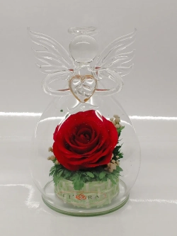 натуральная роза в стеклянном ангеле, вакуум