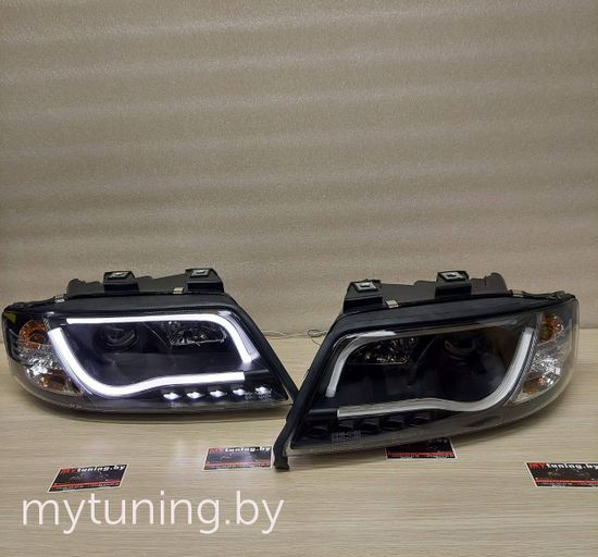 Передние фары led tube lights black для Audi A6 C5