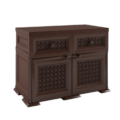 Шкаф - тумба пластиковый низкий "УЮТ" 2 дверцы, 2 ящика Э-103 (шоколадный) 810х420х640