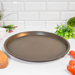 Поднос 41см круглый прорезиненный антискользящий, коричневый
