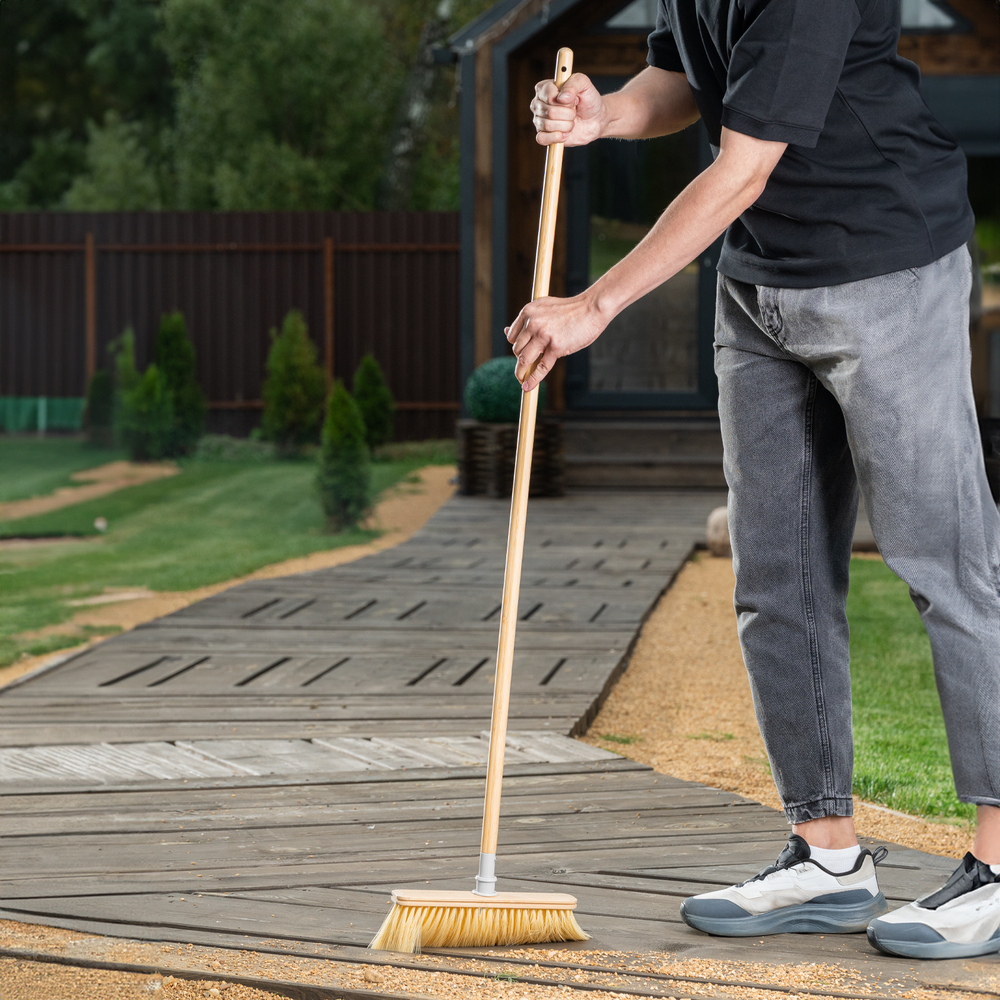 Щетка бамбуковая для подметания пола 26,5 см с черенком, 117 см, Home Palisad