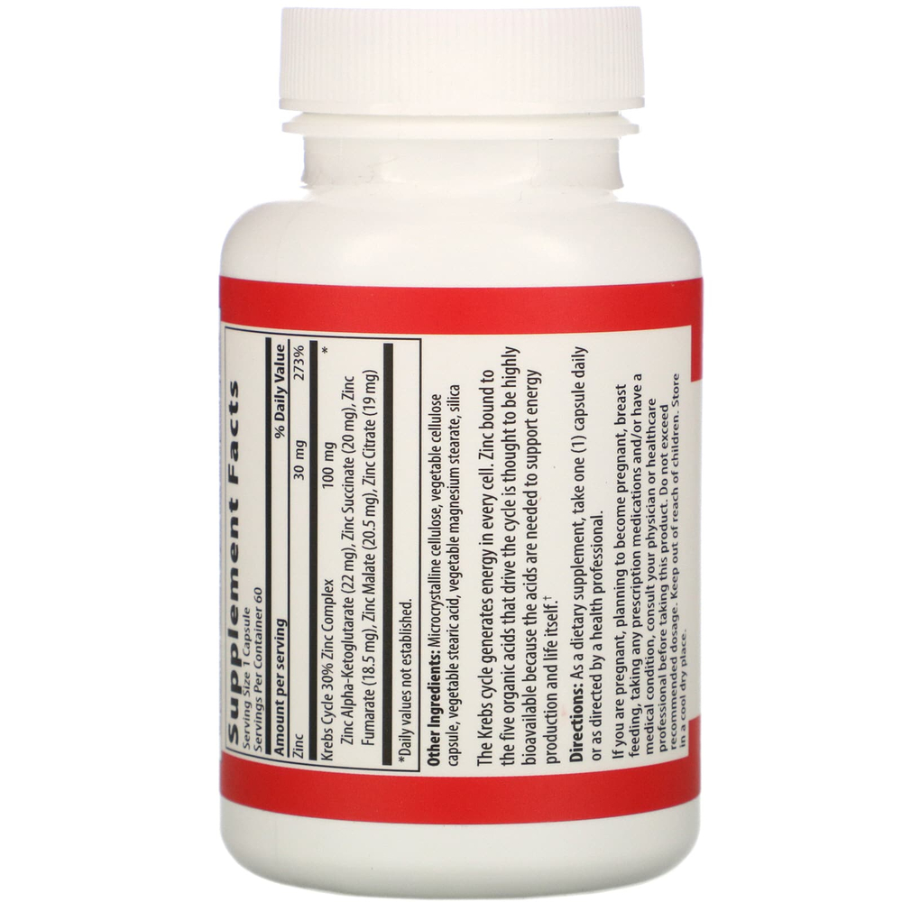 Vibrant Health, Krebs Zinc, 60 растительных капсул