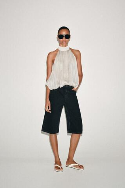ZARA ДЖИНСОВЫЕ ШОРТЫ СО СРЕДНЕЙ ПОСАДКОЙ — ZW COLLECTION, ЧЕРНЫЙ