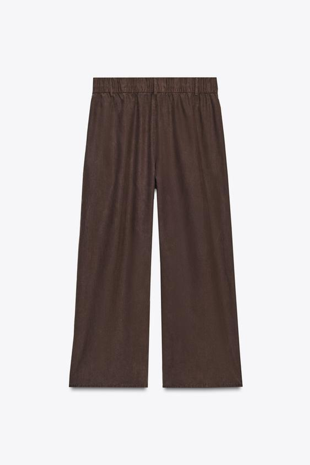 ZARA УКОРОЧЕННЫЕ БРЮКИ ИЗ СТРУЯЩЕЙСЯ ТКАНИ, КОРИЧНЕВЫЙ