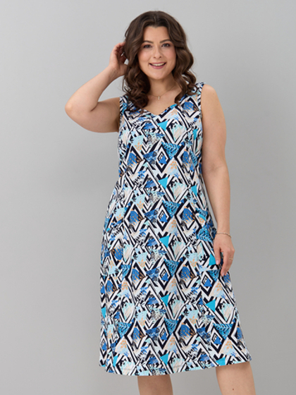 Платье П-012/треугольники-голубые