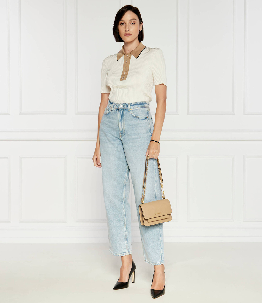 Кожаная сумка через плечо Claire Michael Kors - бежевый(32T4GC7C1T)