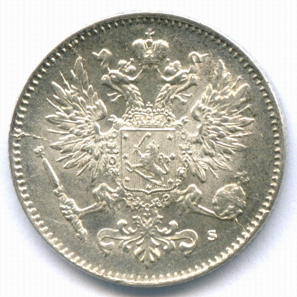 50 пенни 1916 год (S). Россия для Финляндии. XF-AU