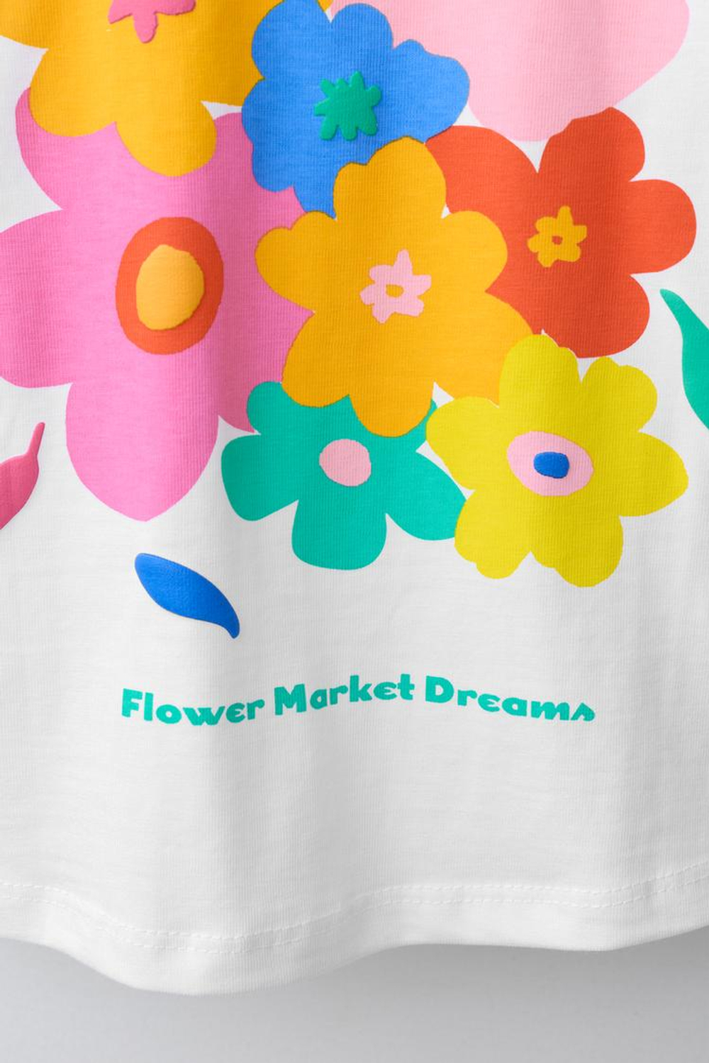 ZARA ФУТБОЛКА С ЦВЕТОЧНЫМ ПРИНТОМ, БЕЛЫЙ