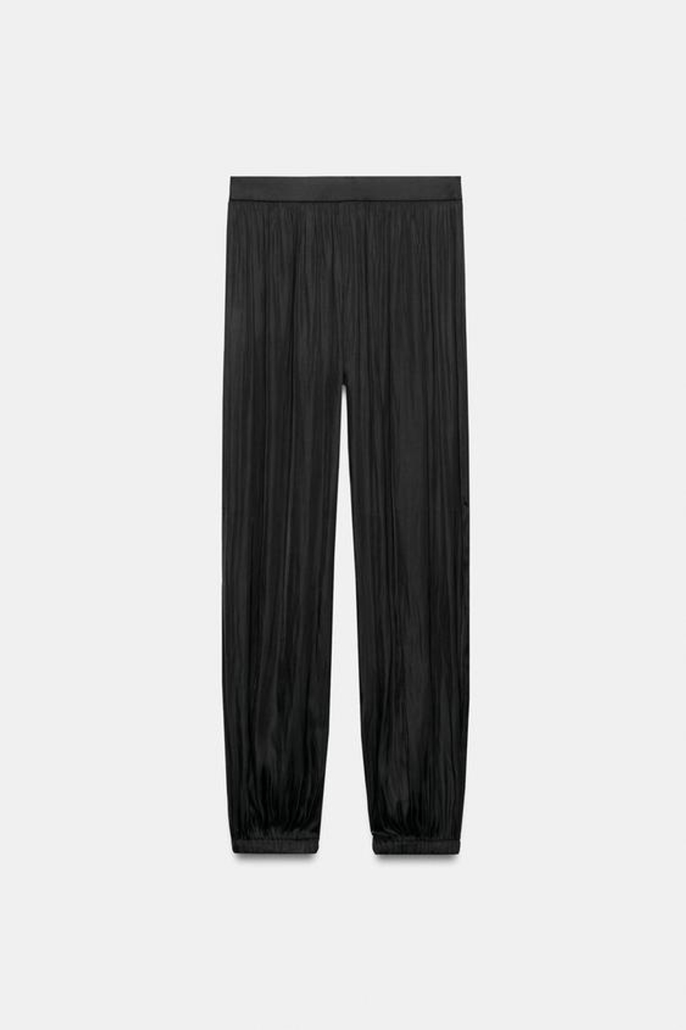 ZARA АТЛАСНЫЕ БРЮКИ-ШАРОВАРЫ, ЧЕРНЫЙ