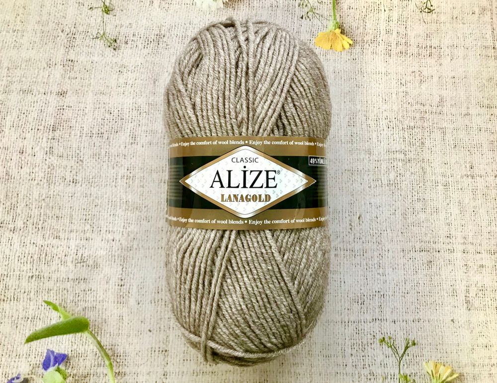 Пряжа ALIZE &quot;Lana Gold Classic&quot;. 207 светло-коричневый меланж