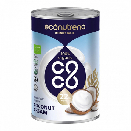 ECONUTRENA Organiс Coconut cream Кокосовые сливки жирность 22% ж/б 400мл