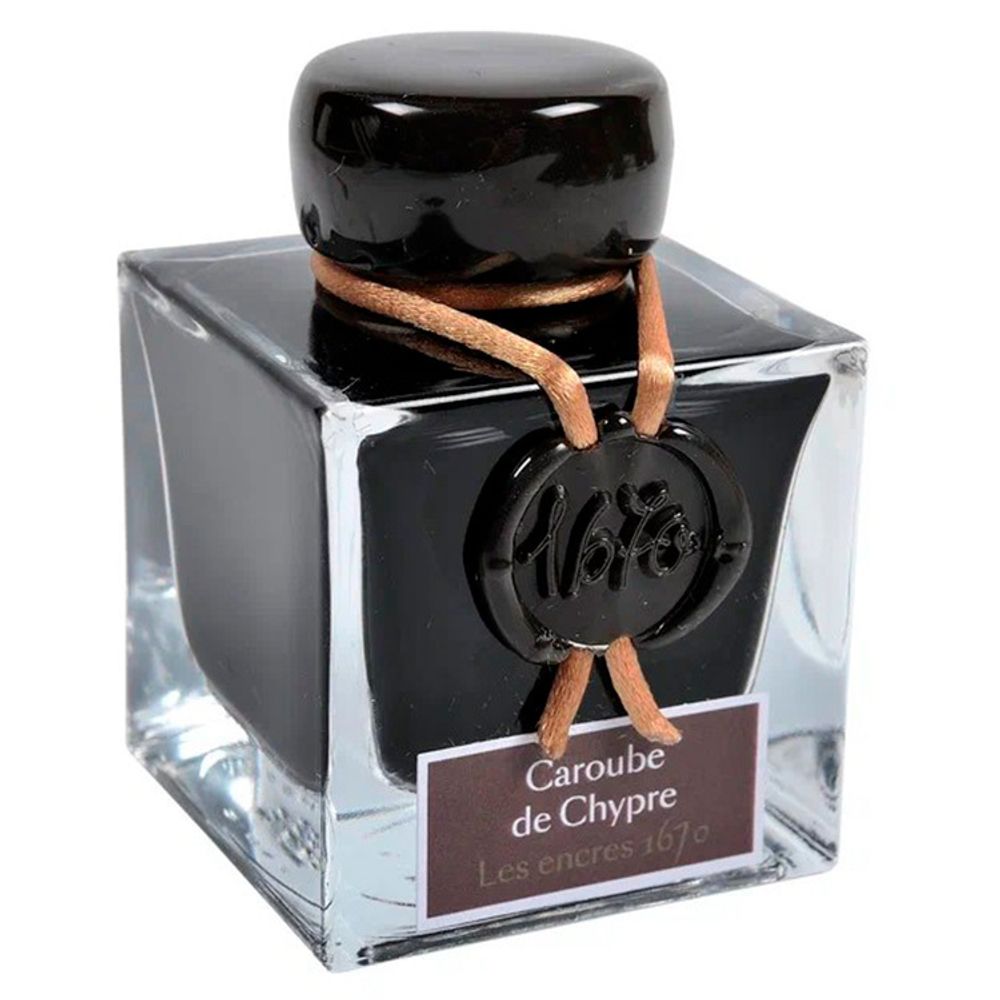 Чернила во флаконе Herbin Prestige 1670 50 мл Caroube de Chypre коричневые с золотыми блестками (15045JT) 1