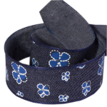 Декоративная лента джинсовая для рукоделия, упаковки и флористики с цветочным принтом, 4 см, намотка 20 ярдов, голубой, дизайн синие цветы