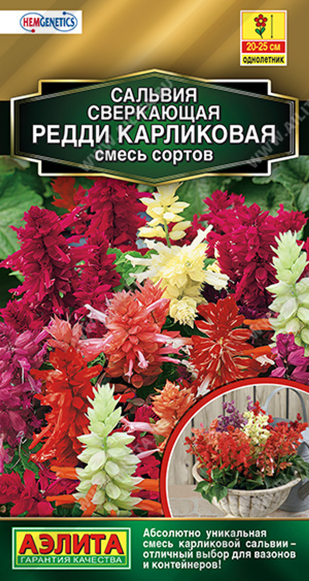 Сальвия сверкающая Редди карликовая , смесь сортов