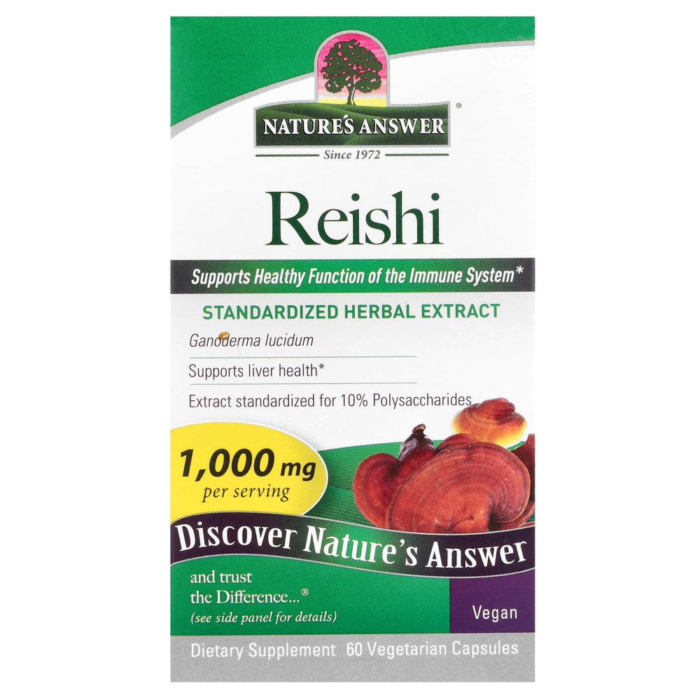 Nature's Answer, рейши, 60 вегетарианских капсул (500 мг в 1 капсуле)