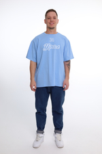 Футболка голубая норма, принт "Урал 74"