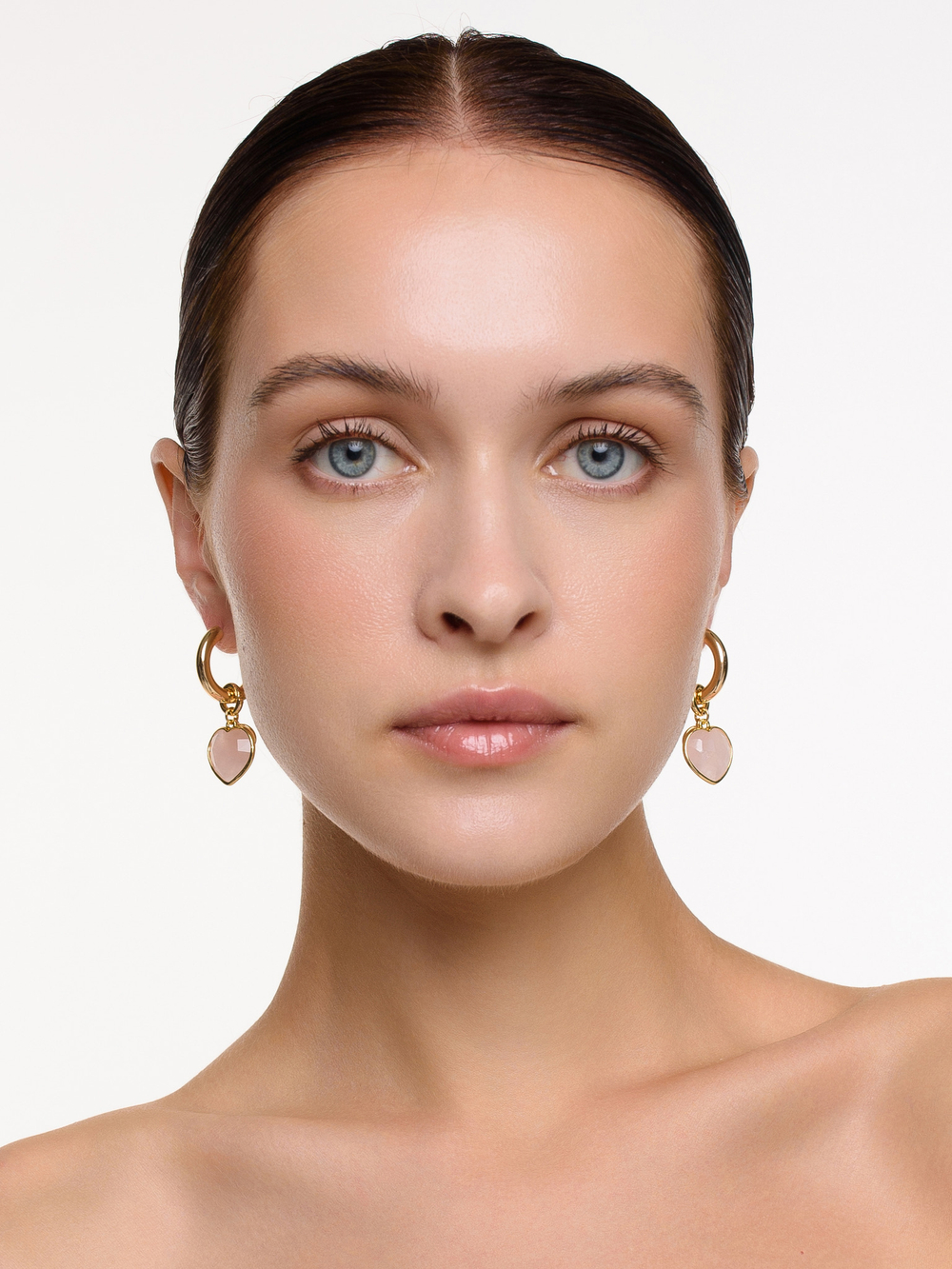 Серьги "Lovely" с розовым кварцем Gold